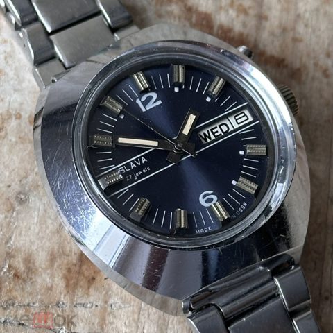 Часы советские Слава косая автоподзавод, СССР, 1970е — продан за 11 063 ₽