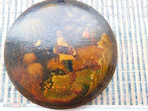 Старинная шкатулка Палех мастер М. Аппеков 1951 год,сюжет РЕДКИЙ "Одинокая гармонь"в коллекцию. — продан за 25 000 ₽