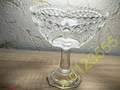 Ваза вазочка на ножке стекло Мальцев клеймо от М.Ф. на 10 лет 1907 год креманка — продан за 10 000 ₽