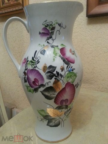 Большой Кувшин, фарфор,ЛФЗ, ЛОЗ, 30 см, 1970-х, винтаж СССР, клеймо,ручная роспись,распродажа — продан за 10 990 ₽