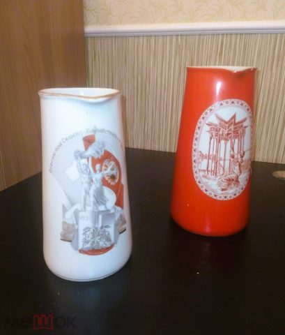 2 Кувшина ВСХВ Сельско-Хозяйственная выставка ВДНХ 1939г Дулево. Агитация СССР RRR, их есть у меня! — продан за 33 000 ₽
