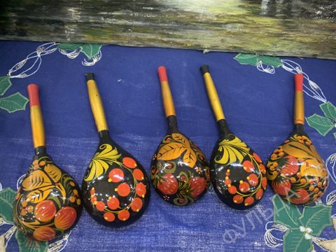 Набор деревянных ложек 19*6 см  Хохлома СССР Россия дерево роспись Народные промыслы — продан за 1 800 ₽