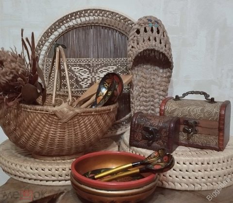 БОЛЬШОЙ НАБОР 14 пред! ПЛЕТЕНЫЕ КОРЗИНКИ, БЛЮДО, ШКАТУЛКИ, ВАЗА, ЛОЖКИ ХОХЛОМА, ДЕКОР ВИНТАЖ. — продан за 3 880 ₽