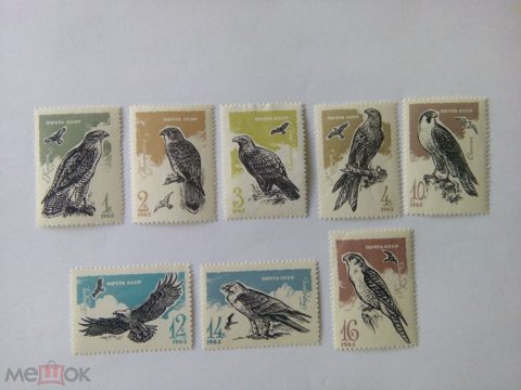 СССР. 1965 г. Соловьев №№ 3283-3290. Хищные птицы. (8 марок чистые **) MNH — продан за 650 ₽