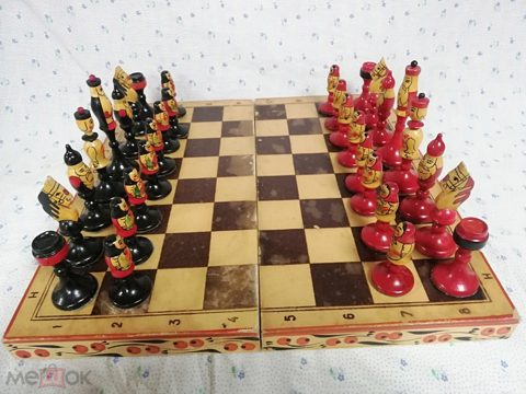 Шахматы СССР 70-е г.г. ручная работа сувенирные матрешки лаковая роспись Супер набор! — продан за 4 500 ₽