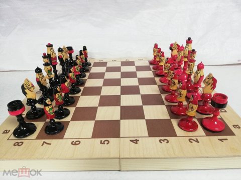 Шахматы СССР матрешки Лаковая ручная роспись Отличные ! Доска 43 см Новая ! Супер набор ! — продан за 5 000 ₽