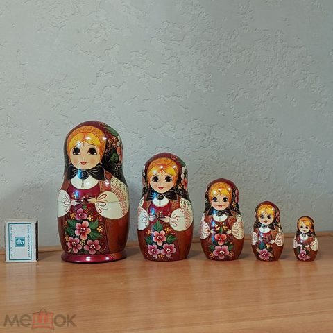 Матрешки Большие 17 см Разборные Набор 5 штук Дерево СССР.Ручная Роспись.В Коллекцию. — продан за 3 000 ₽