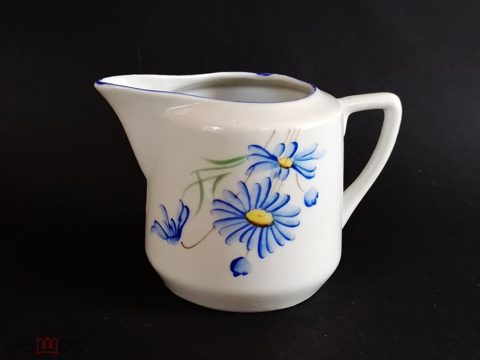 Молочник сливочник СССР Ромашки ? костяной фарфор Песочное 1946-51 — продан за 3 200 ₽