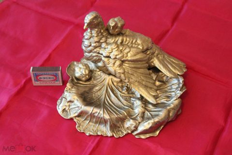 Чернильница старинная , бронзовая . Чернильный прибор   " Куропатка на гнезде "   Бронза . — продан за 220 000 ₽