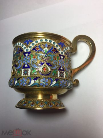 Подстаканник серебряный  84 проба GK   эмаль. — продан за 298 000 ₽