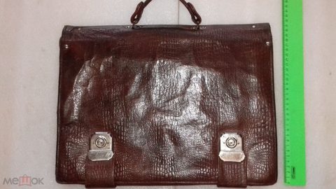 Портфель.Кожа.СССР. 1950 е? Серебро.Проба.875. Клёймо. Подарок.Энтомологов. Директорский?Музейный? — продан за 10 000 ₽