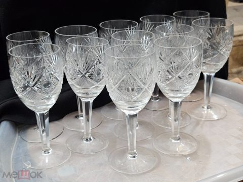 Фужеры хрустальные СССР 1970-1990 гг. 12 штук — продан за 12 000 ₽