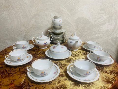Чайный столовый сервиз ГДР Старая Kahlа времен СССР «Мейсенский букет» — продан за 35 000 ₽