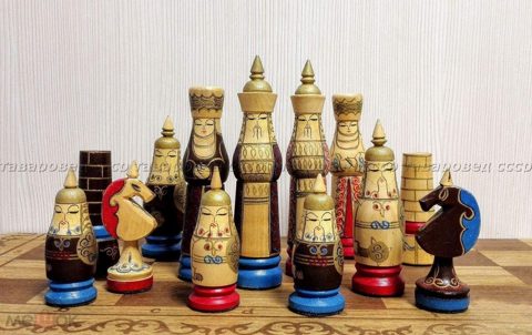 Шахматы СССР Деревянные Винтажные Восточные 1970 годы Редкие Большие Шахматные фигуры Новые — продан за 39 900 ₽