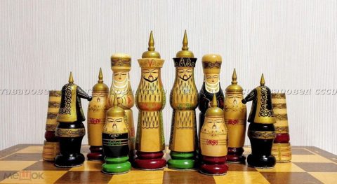 Шахматы СССР Деревянные Винтажные Восточные 1970 годы Редкие Большие Шахматные фигуры Новые — продан за 44 900 ₽