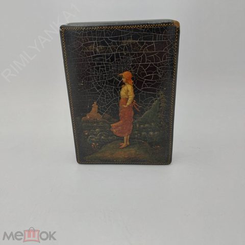 ШКАТУЛКА ЛАКОВАЯ МИНИАТЮРА. ПАЛЕХ. В ОЖИДАНИИ. В.М.ПАЛИКИН. 1940-Е. СССР. — продан за 42 000 ₽