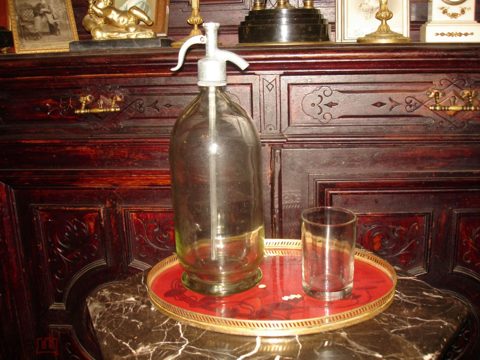 Старинный СИФОН для СЕЛЬТЕРСКОЙ или СОДОВОЙ искусств.минерал.воды,h-36см стекло металл,Россия к19в. — продан за 29 500 ₽