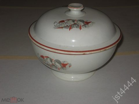 Супница Буды конец 1920х начало 1930х. Советский агитационный фарфор, деколь. Пионеры, барабаны. — продан за 15 700 ₽