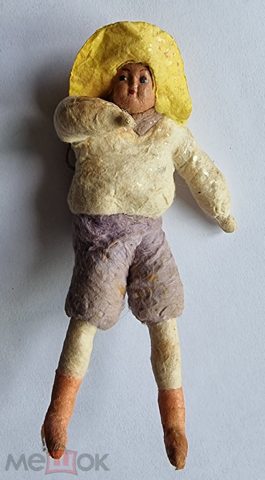 Елочная игрушка ватная Мальчик в шляпе. Артель Промигрушка — продан за 25 500 ₽